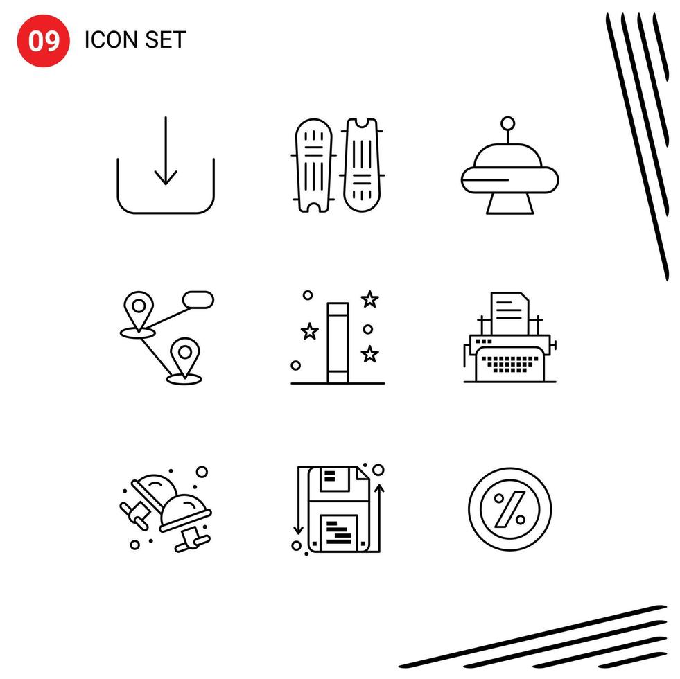 Set of 9 Modern UI Icons Symbols Signs for magical magic abduction halloween location Editable Vector Design Elements