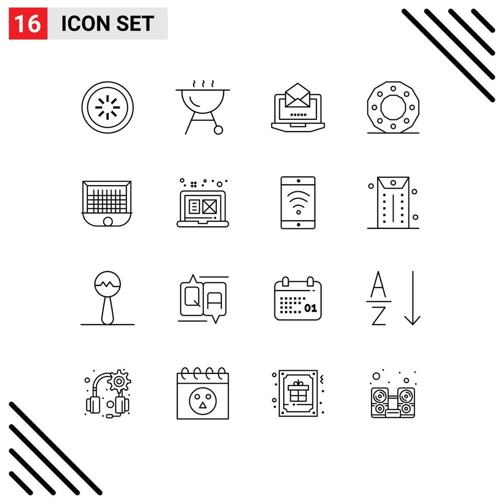 Mobile Interface Outline Set of 16 Pictograms of gate shape laptop holiday christmas Editable Vector Design Elements