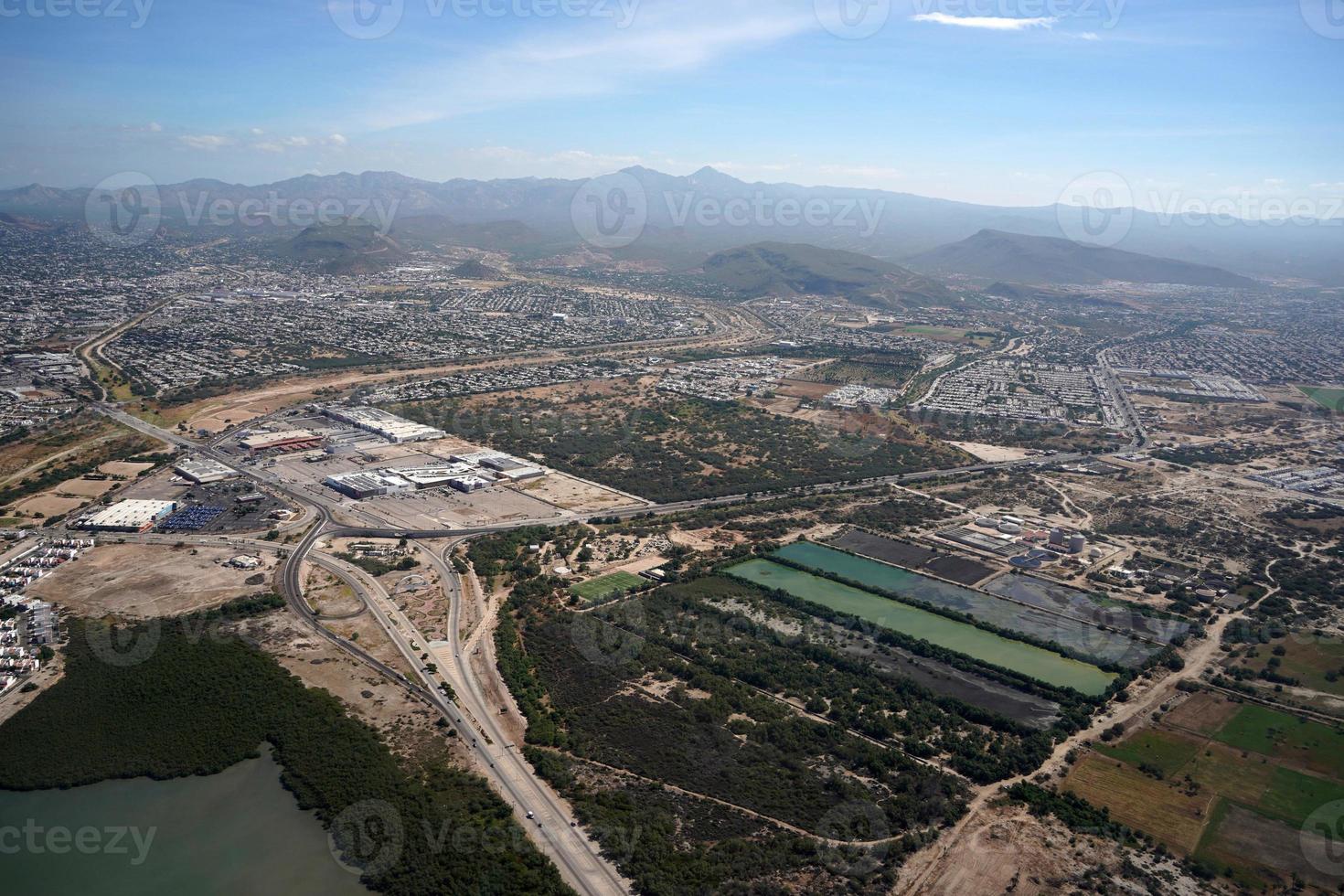 la paz baja california sur mexico aerial panorama from airplane photo