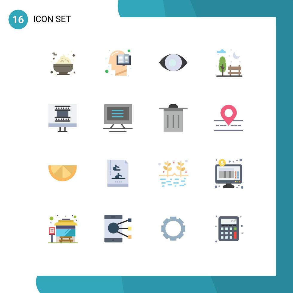 Set of 16 Commercial Flat Colors pack for monitor photo frame degrees digital photo frame city Editable Pack of Creative Vector Design Elements