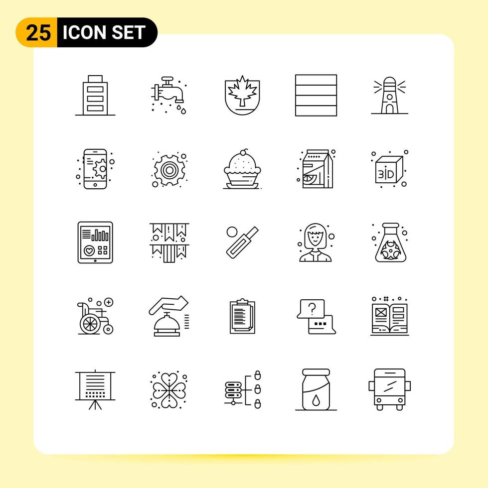 Set of 25 Commercial Lines pack for configuration navigation leaf building wireframe Editable Vector Design Elements