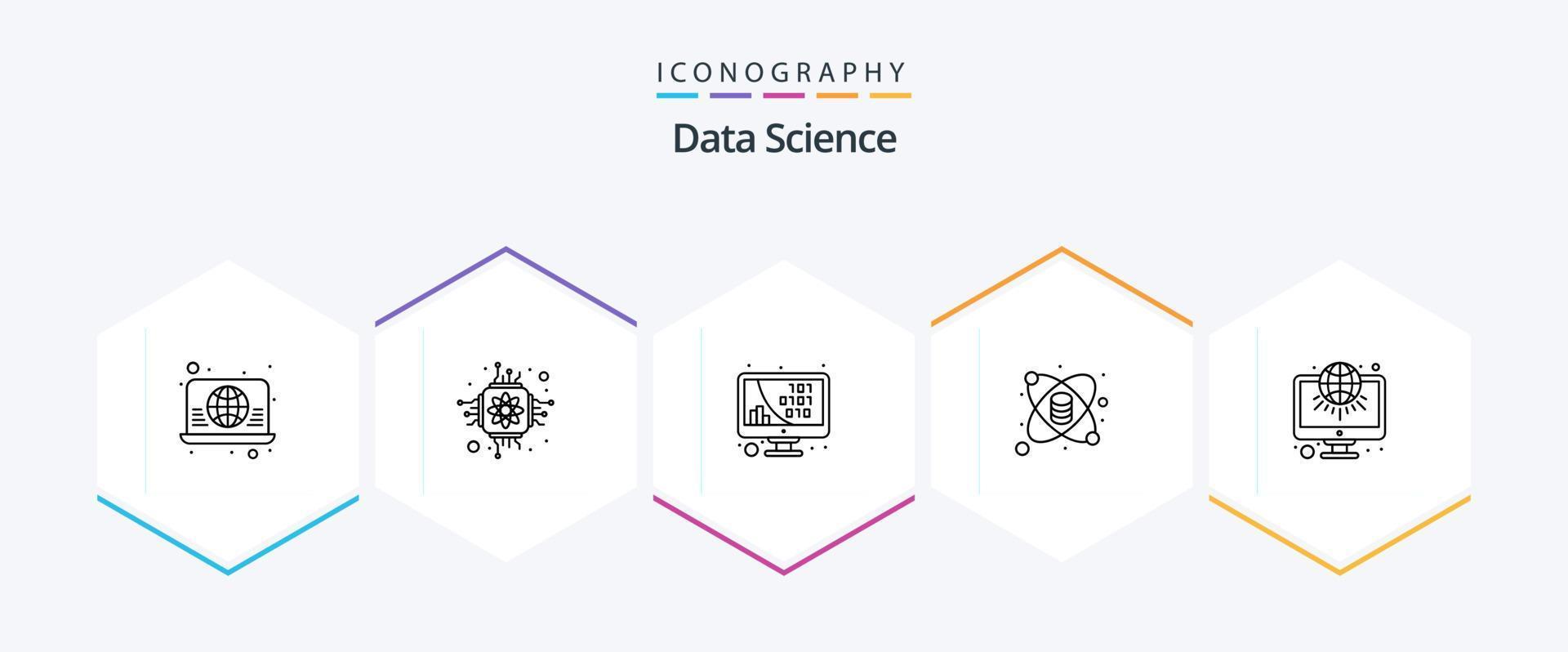 Data Science 25 Line icon pack including lab. chemistry. science. screen. information vector