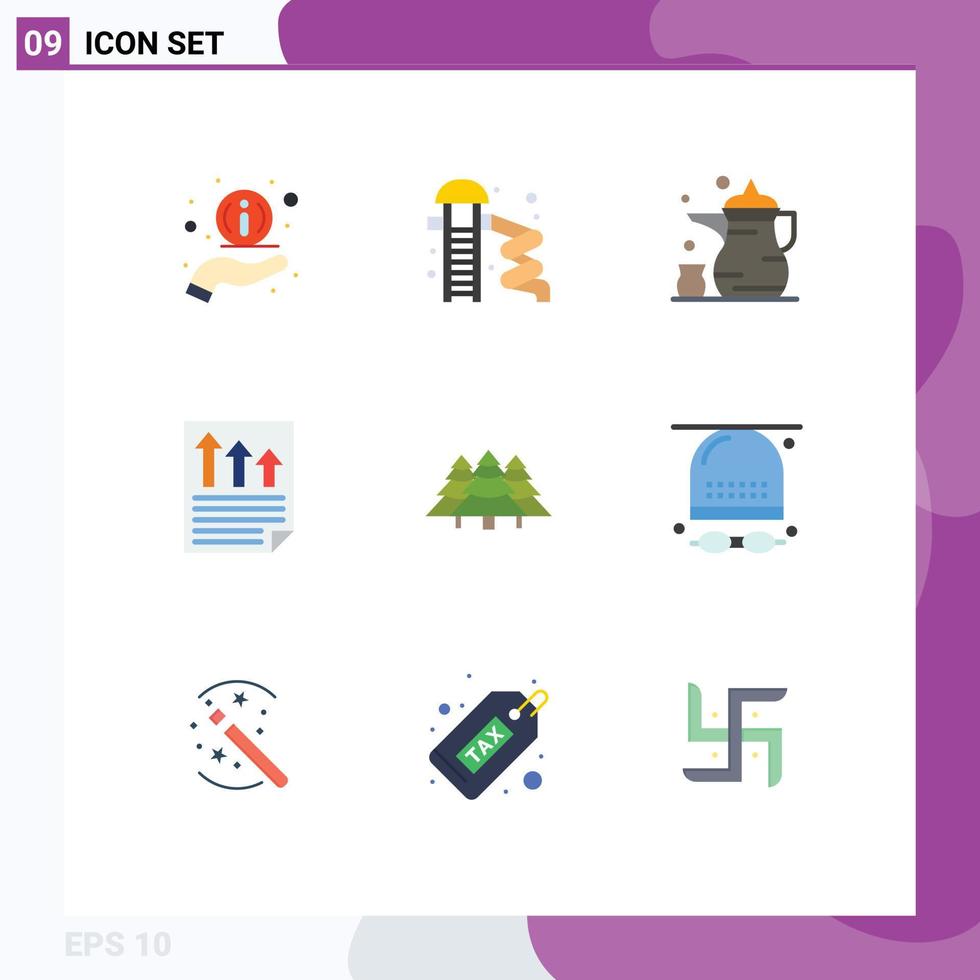 Stock Vector Icon Pack of 9 Line Signs and Symbols for forest page cup document arrows Editable Vector Design Elements