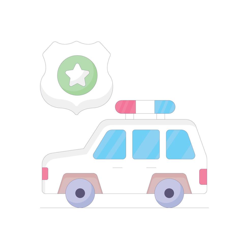 Police car vector icon style illustration. EPS 10 file