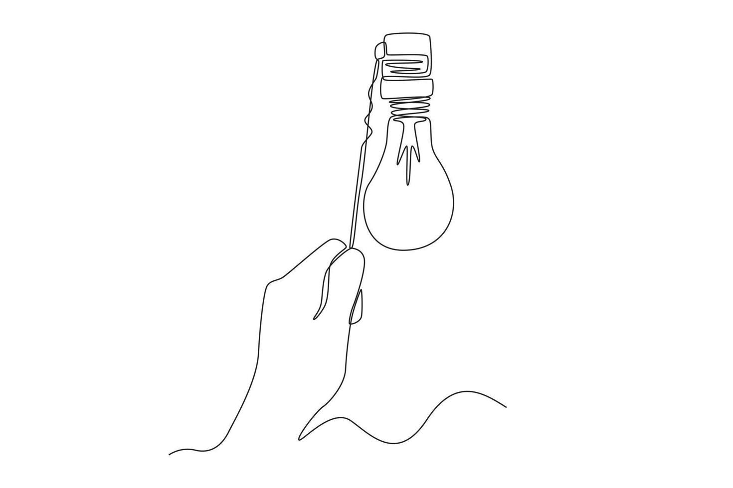 Single one line drawing hand turn off the lamp. Earth hour concept. Continuous line draw design graphic vector illustration.