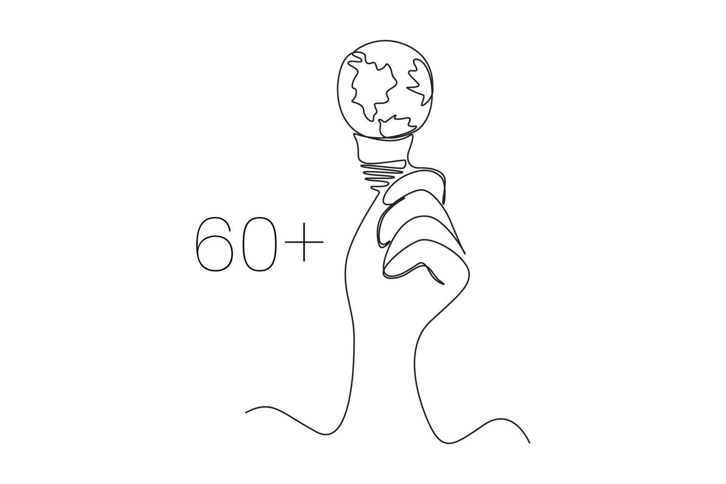 Single one line drawing hand hold light bulb with earth inside. Earth hour concept. Continuous line draw design graphic vector illustration.