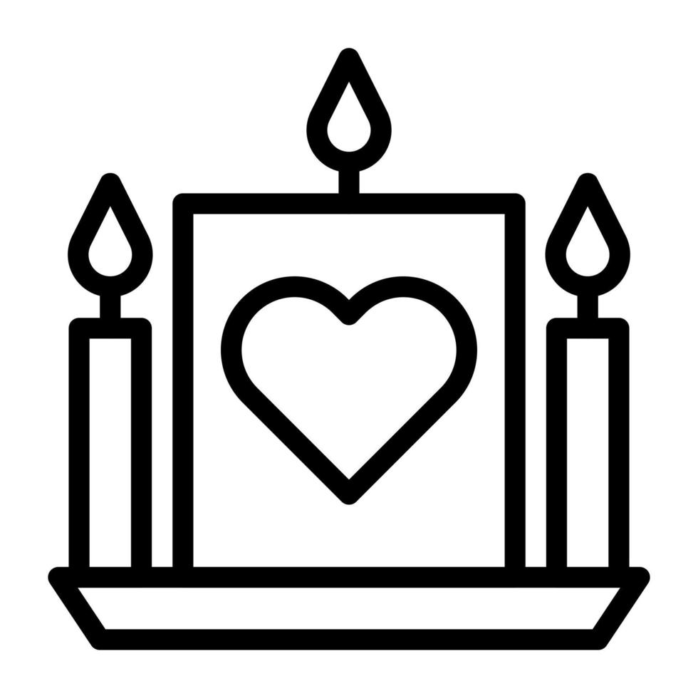 vector de ilustración de San Valentín de contorno de vela y icono de logotipo icono de año nuevo perfecto.