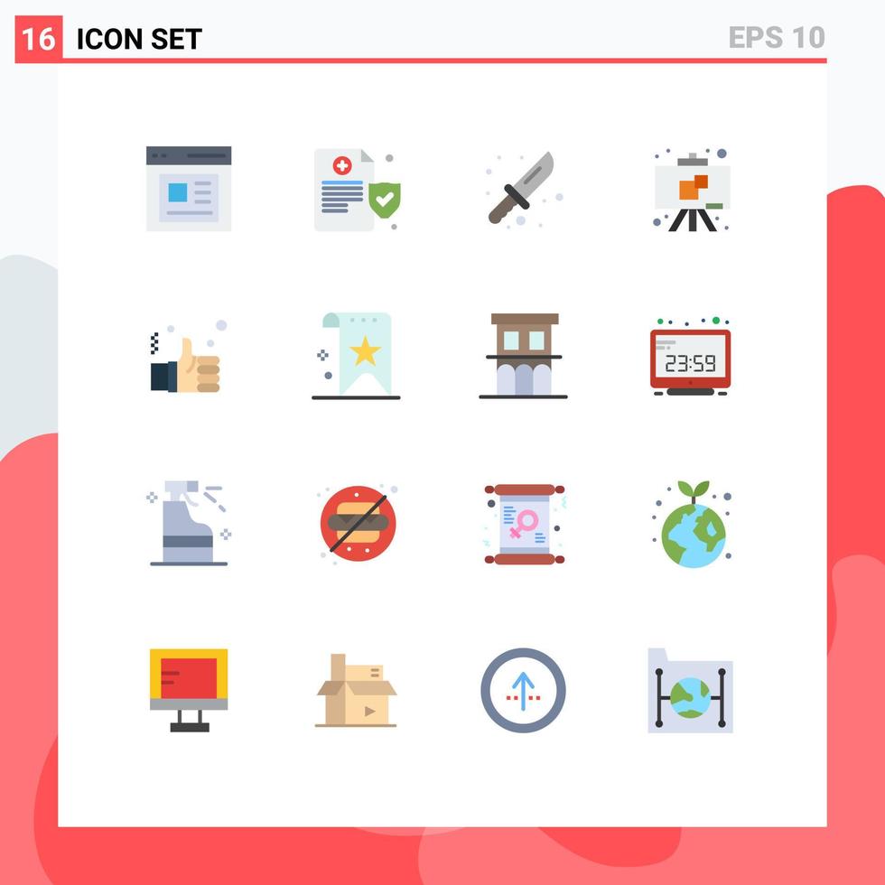 Set of 16 Modern UI Icons Symbols Signs for like finger hiking business education Editable Pack of Creative Vector Design Elements