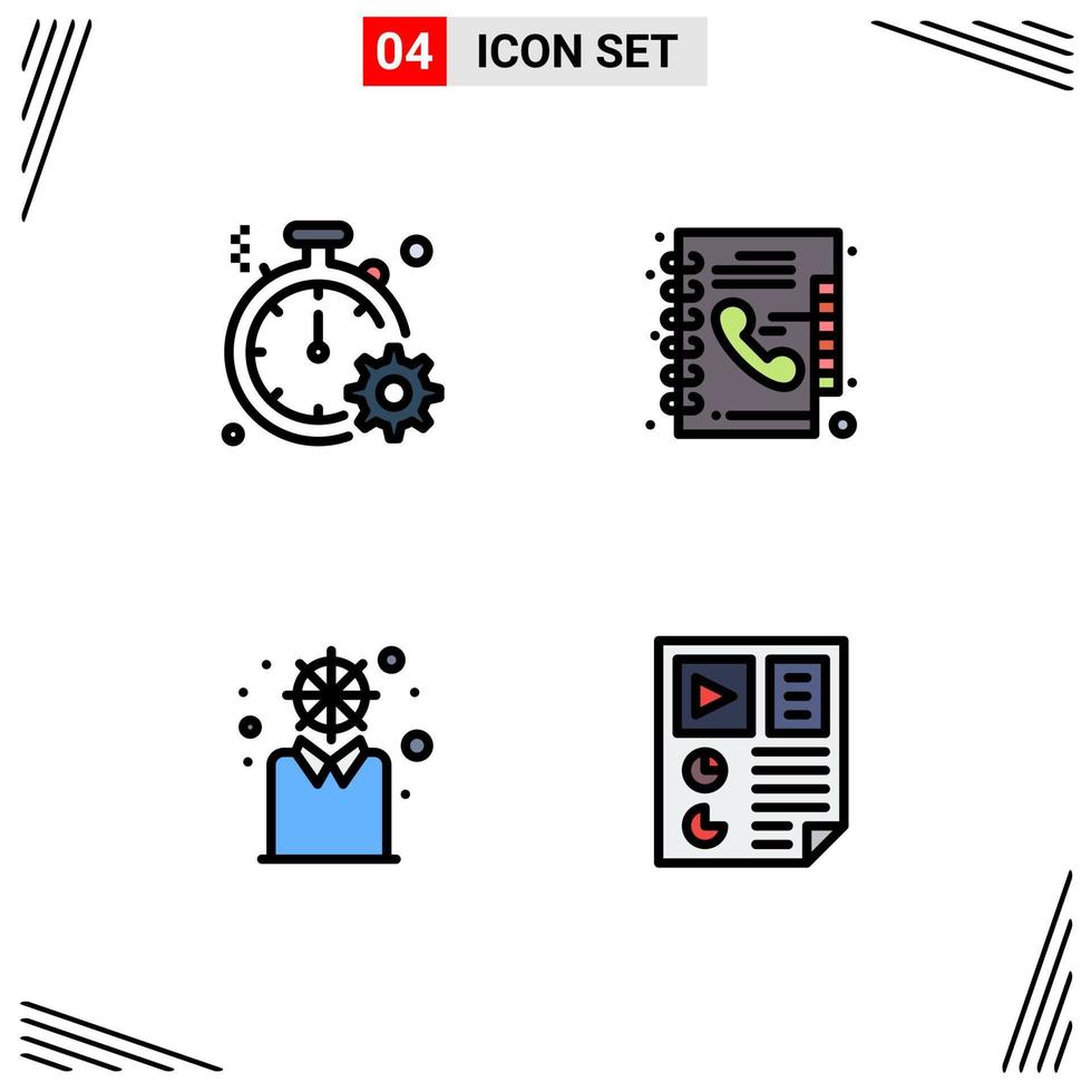 Modern Set of 4 Filledline Flat Colors Pictograph of business business quick directory modern Editable Vector Design Elements