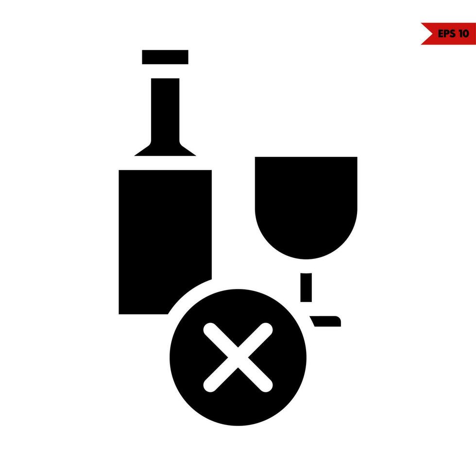 ilustración de icono de glifo de no beber vector