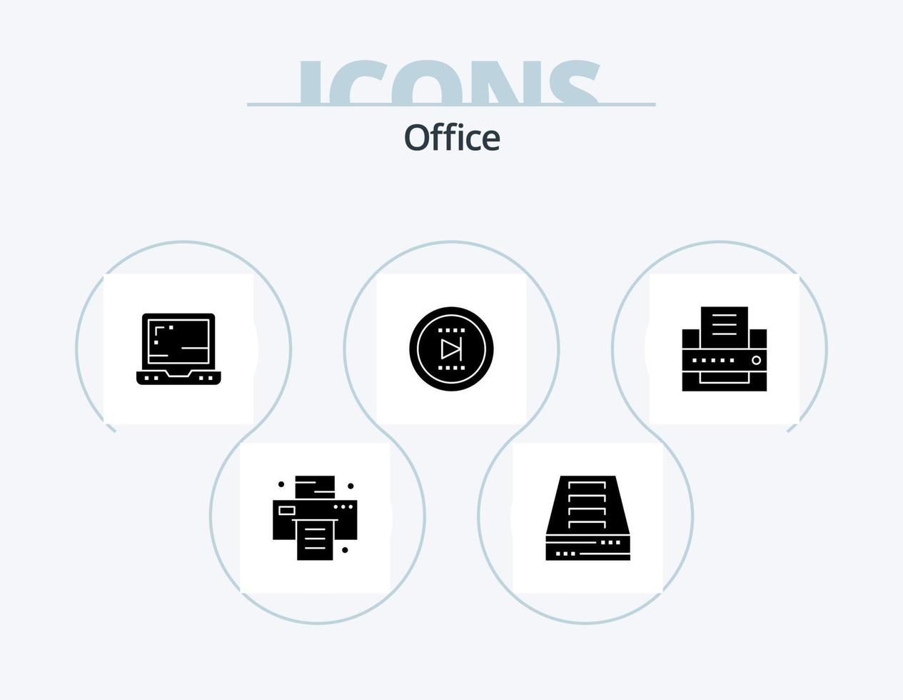 paquete de iconos de glifo de oficina 5 diseño de iconos. . fax. oficina. impresora. en línea vector