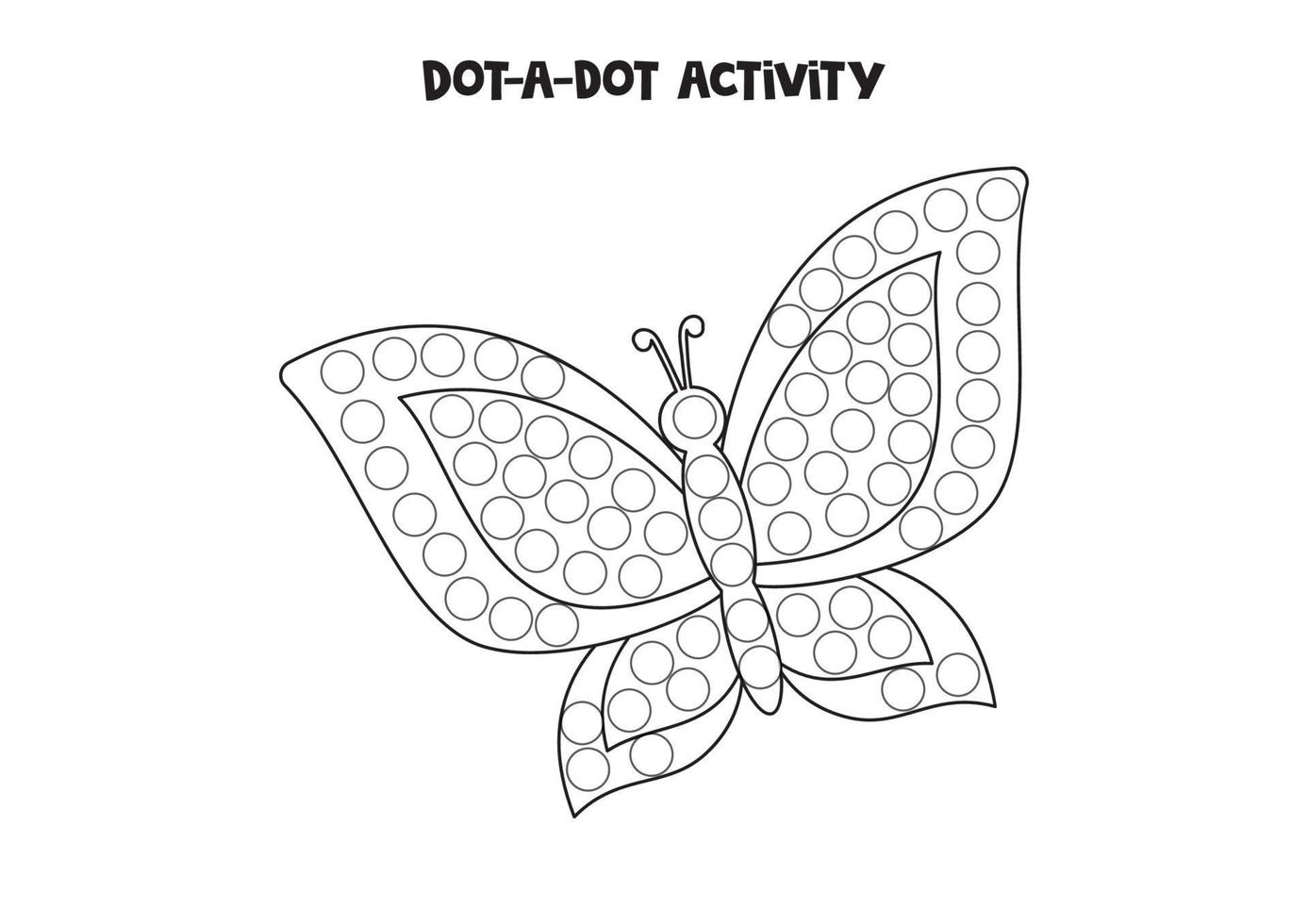 Dot a dot game for preschool kids. Cute butterfly. vector