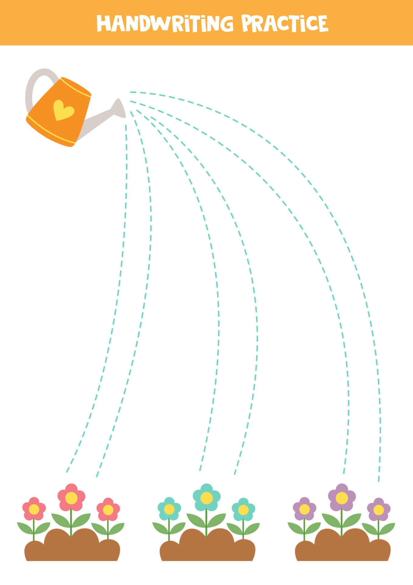 Tracing lines for kids. Watering pot and flowerpots. 17309455 Vector