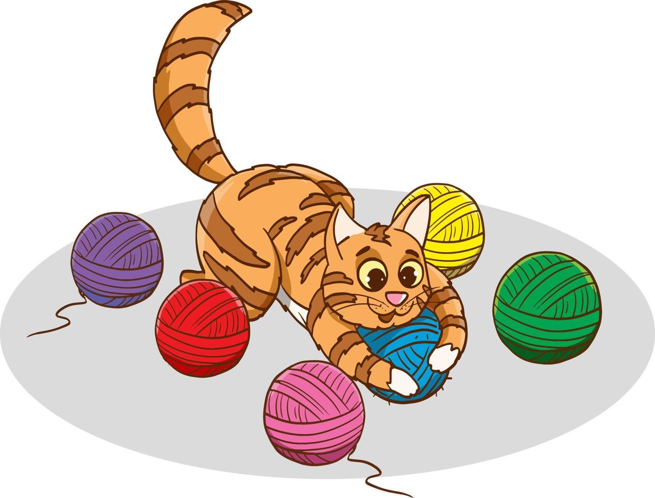 cat playing with balls of rope.eps vector