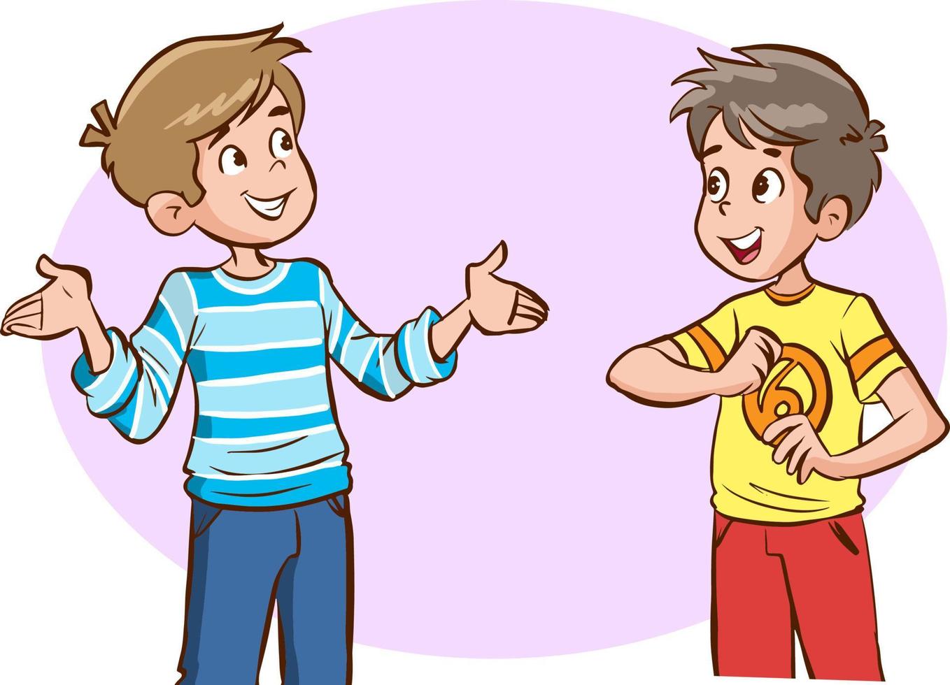 dos niños hablando ilustración de vector de personaje de dibujos animados  17309576 Vector en Vecteezy