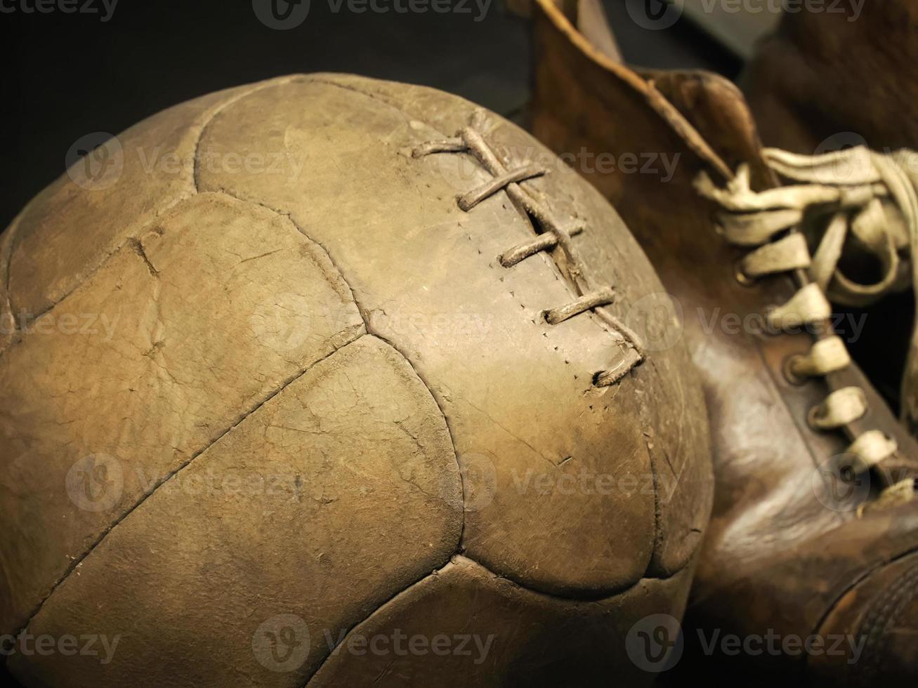 image of retro leather soccer ball photo