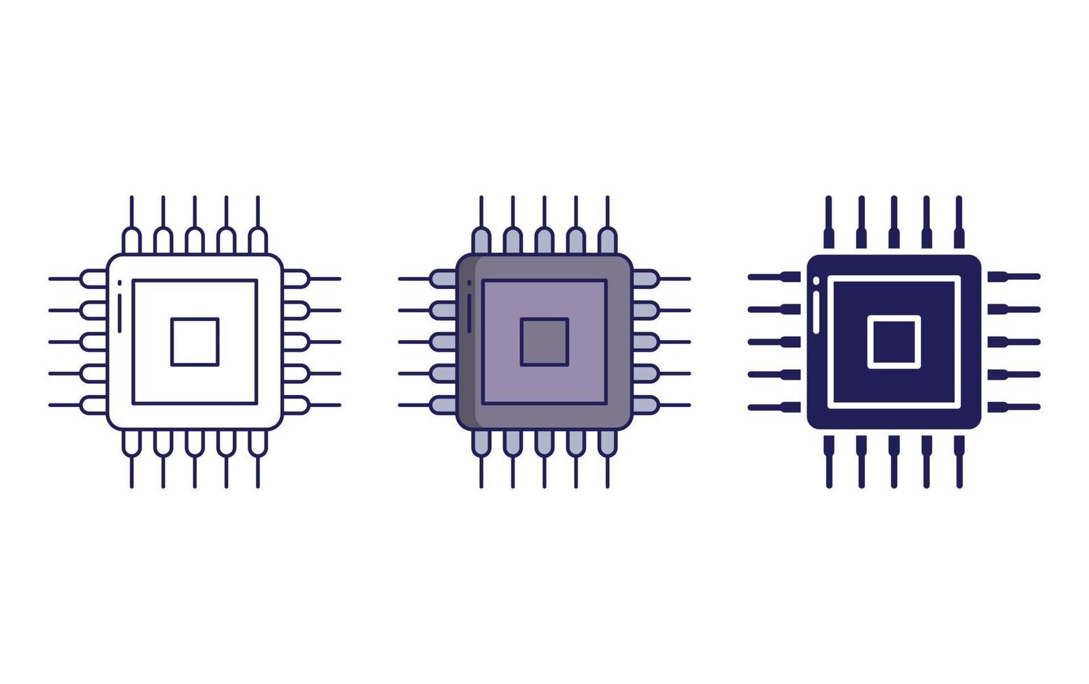 microprocesador, icono de chip vector