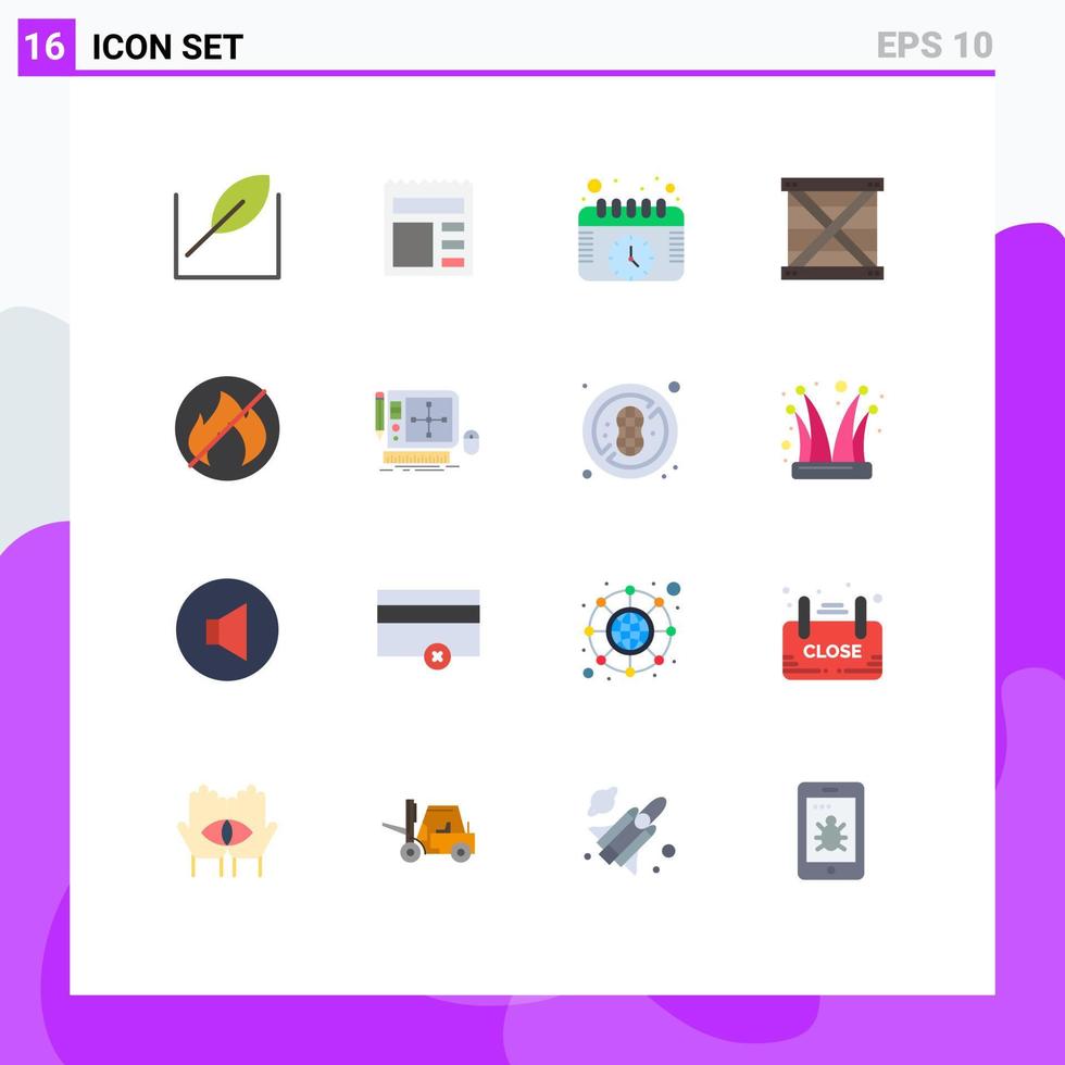 Set of 16 Vector Flat Colors on Grid for fire programing events development coding Editable Pack of Creative Vector Design Elements