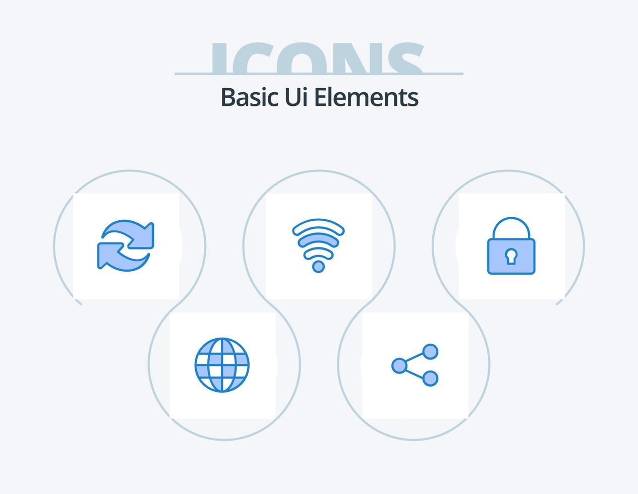 Basic Ui Elements Blue Icon Pack 5 Icon Design. locked. lock. refresh. signal. wifi vector