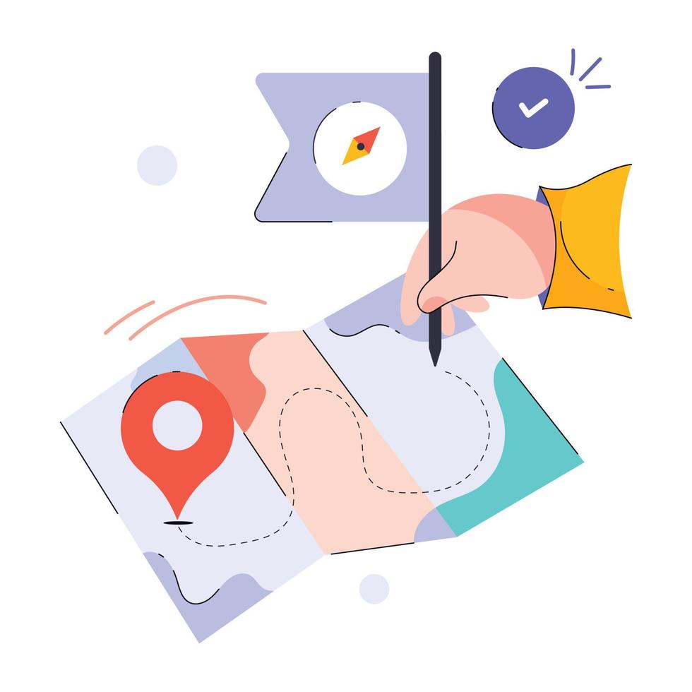 Trendy Route Map vector