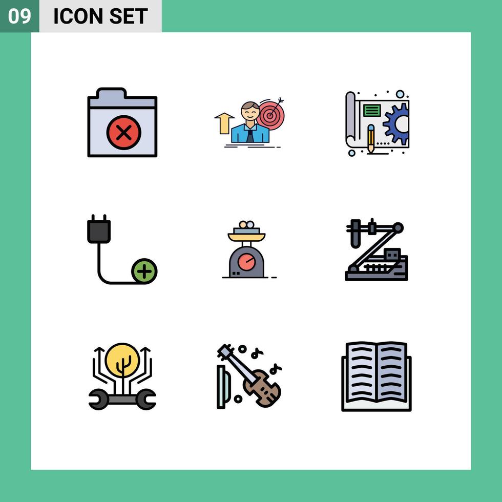 9 Creative Icons Modern Signs and Symbols of machine devices blue print cord add Editable Vector Design Elements