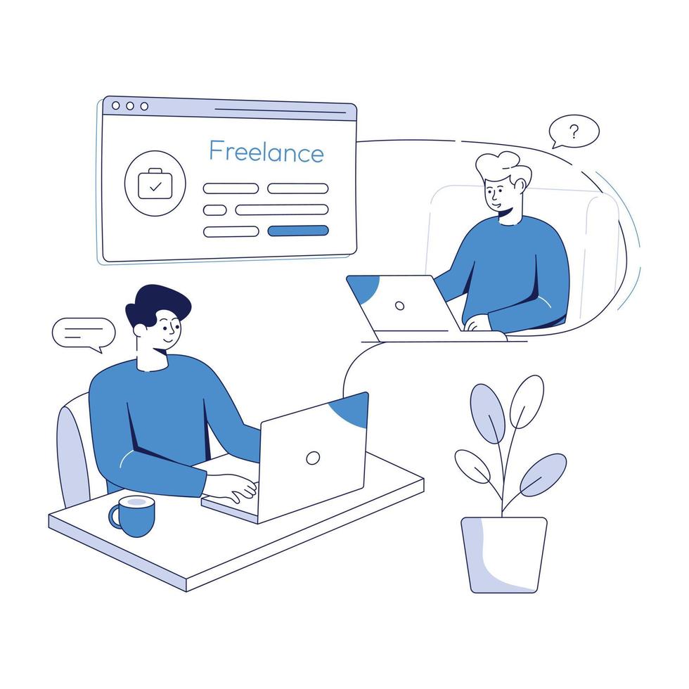 Trendy Freelancing Concepts vector