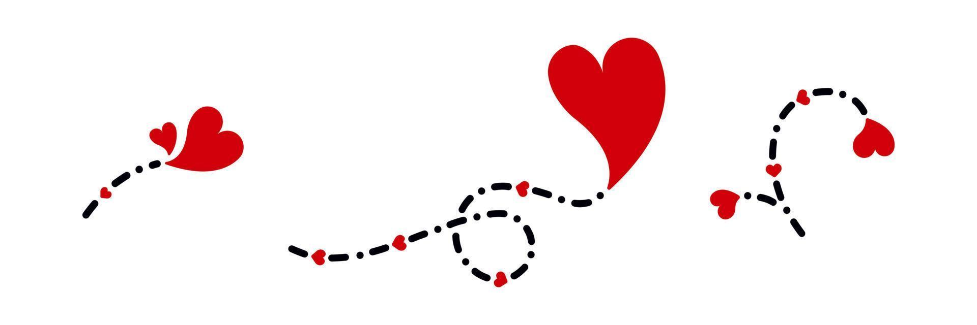 una colección de siluetas vectoriales en forma de corazón para el día de San Valentín, aniversarios, bodas, celebraciones y decoración de sitios web están aisladas en un fondo blanco. vector