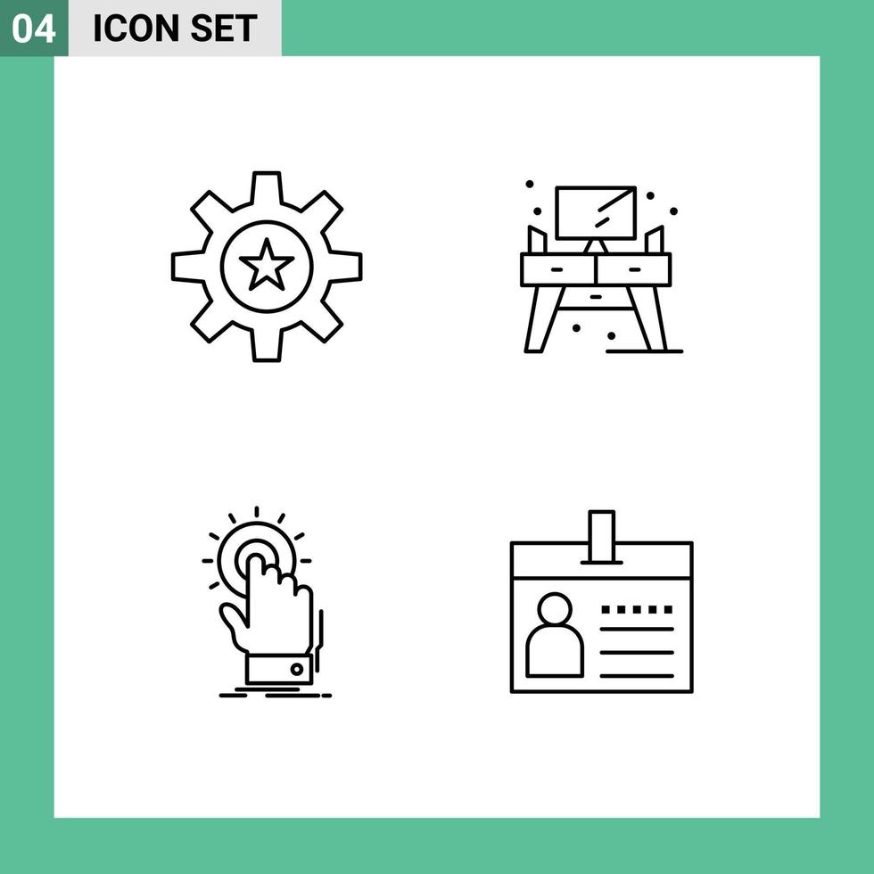 conjunto de 4 iconos de interfaz de usuario modernos símbolos signos para recursos táctiles hr elementos de diseño vectorial editables a mano viva vector