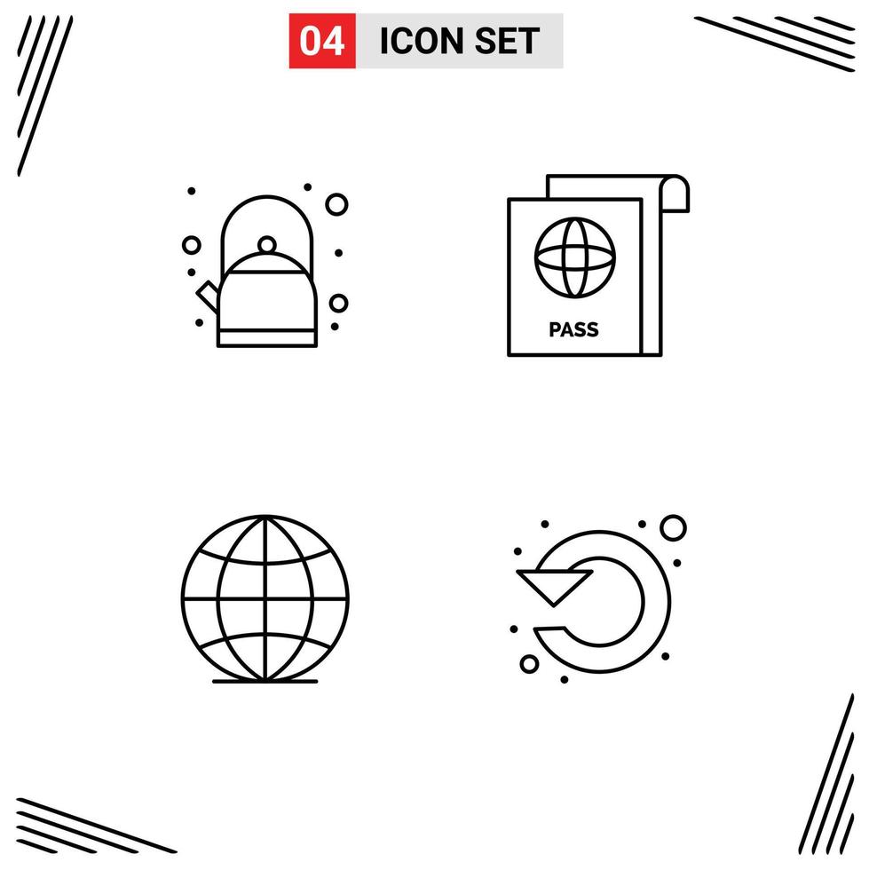 Modern Set of 4 Filledline Flat Colors Pictograph of breakfast circle document global left Editable Vector Design Elements