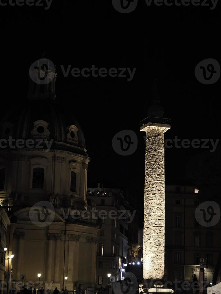 traian column fori imperiali rome view at night photo
