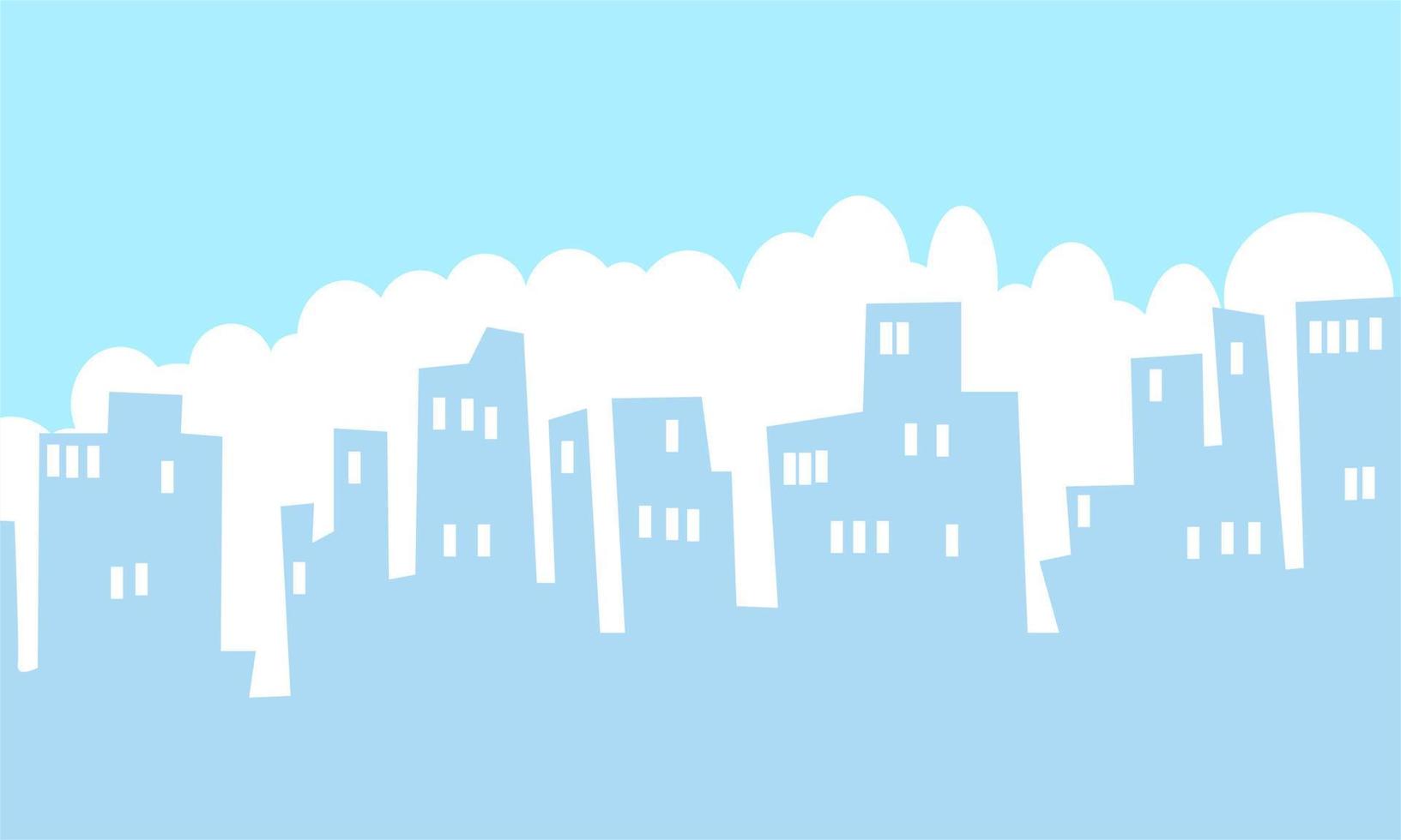 city panoramic silhouette illustration with white and blue color combination. suitable for use as a background and various other web design purposes vector