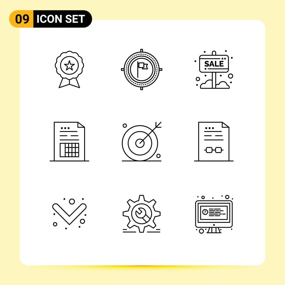 9 Creative Icons Modern Signs and Symbols of document account flag shop sale Editable Vector Design Elements