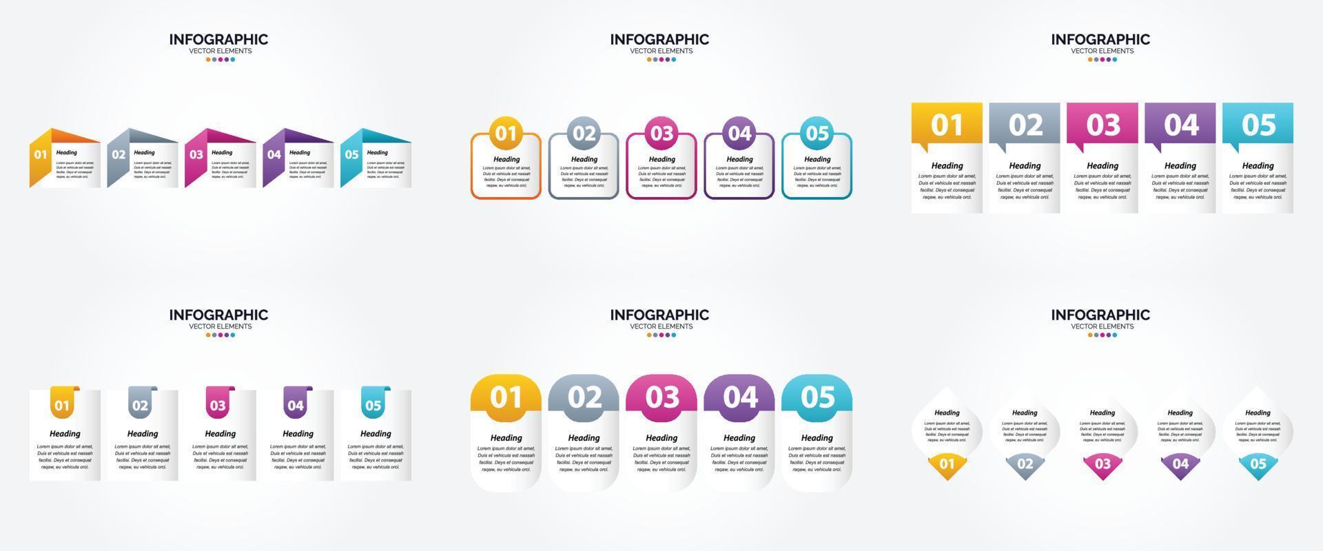 ilustración vectorial infografía conjunto de diseño plano para folleto publicitario y revista vector