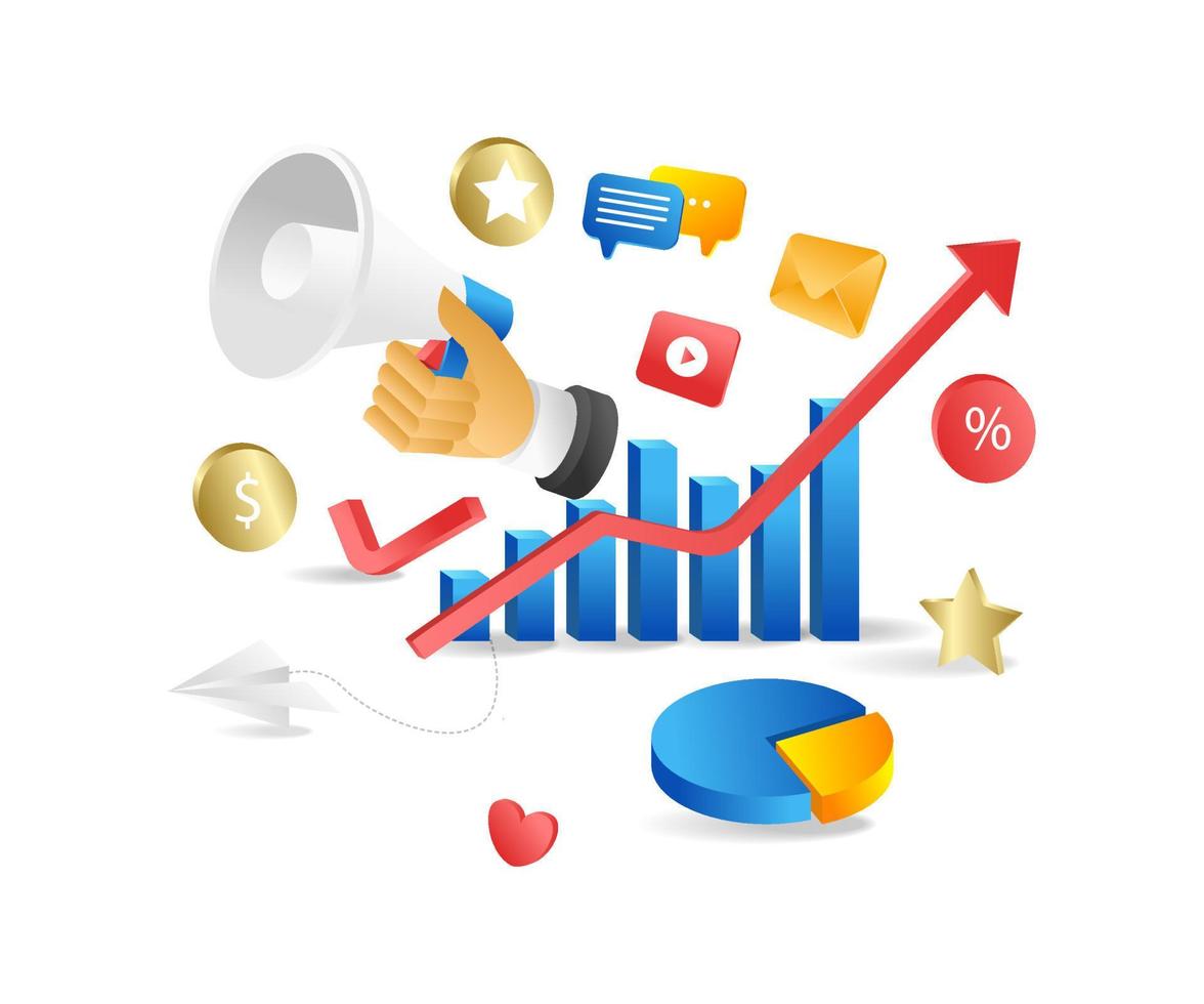 Concept flat isometric 3d illustration business development campaign vector