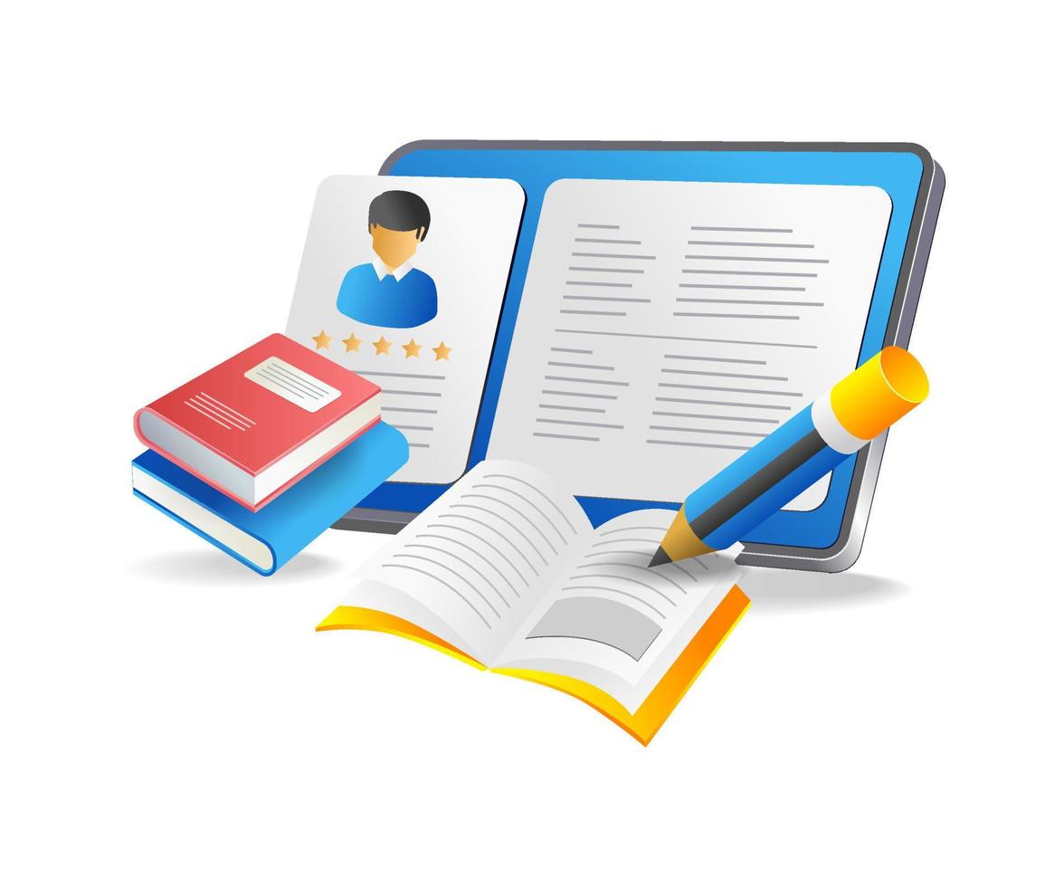 Isometric flat 3d concept illustration online school student account vector
