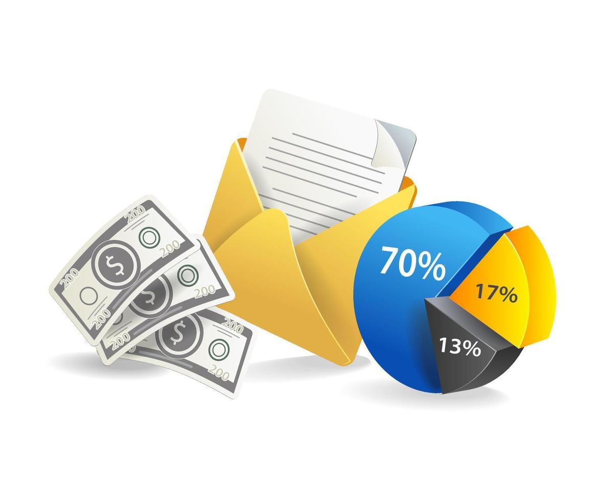 Flat isometric 3d concept illustration of email marketing business development analysis vector