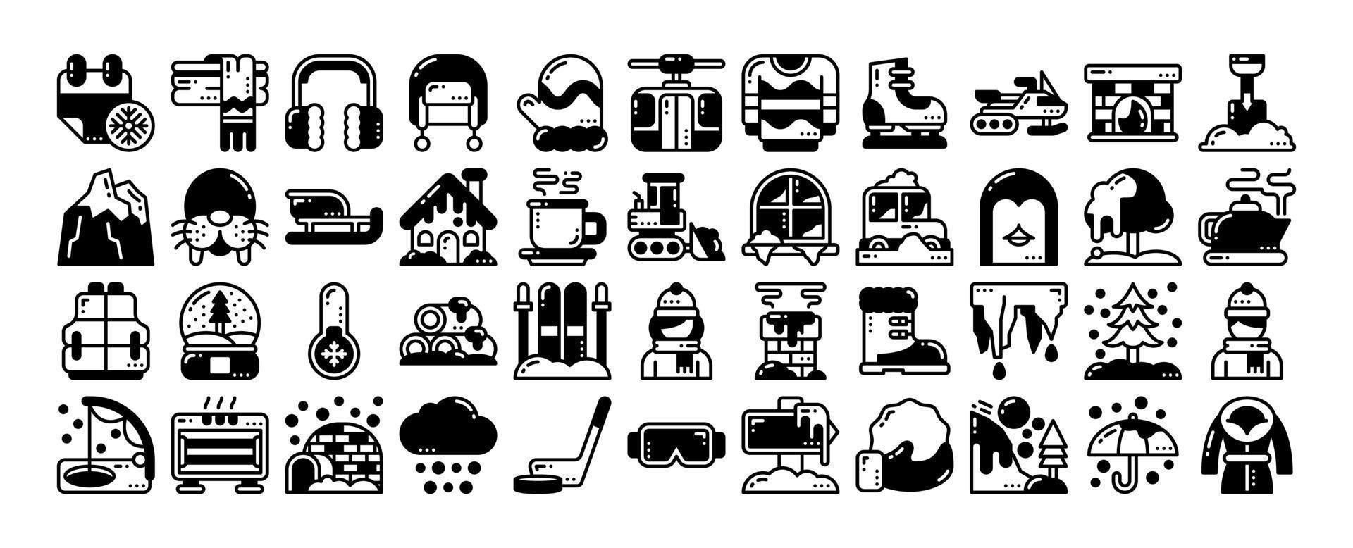 winter icon set. vector illustration for web, computer and mobile app. solid style icon