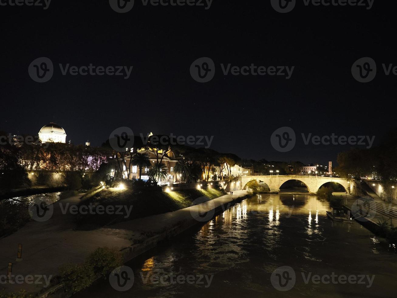 Rome tiberina tiber island view at night photo