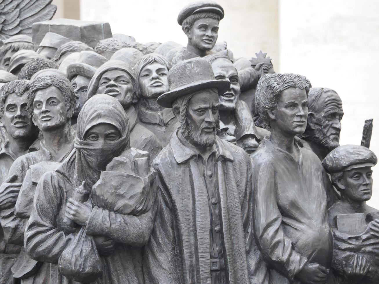 ROME, ITALY - NOVEMBER 25, 2022, migrants monument sculpture in Vatican place St. Peter's Square in Rome photo