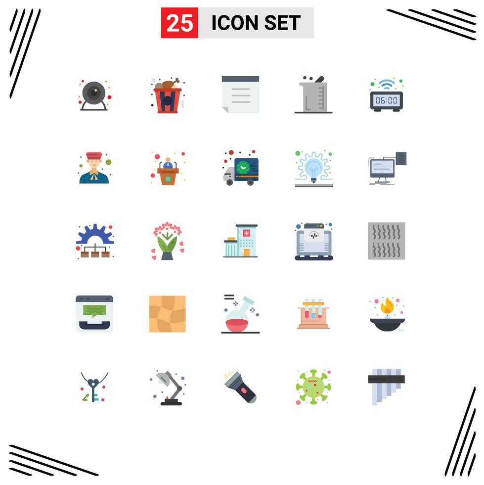 Pack of 25 Modern Flat Colors Signs and Symbols for Web Print Media such as wrist technology bigger smart watch laboratory Editable Vector Design Elements