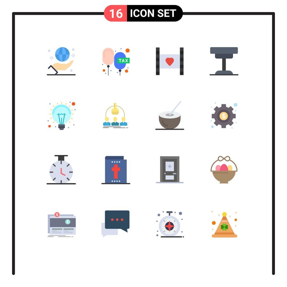 Universal Icon Symbols Group of 16 Modern Flat Colors of furniture decor payable wedding honeymoon Editable Pack of Creative Vector Design Elements