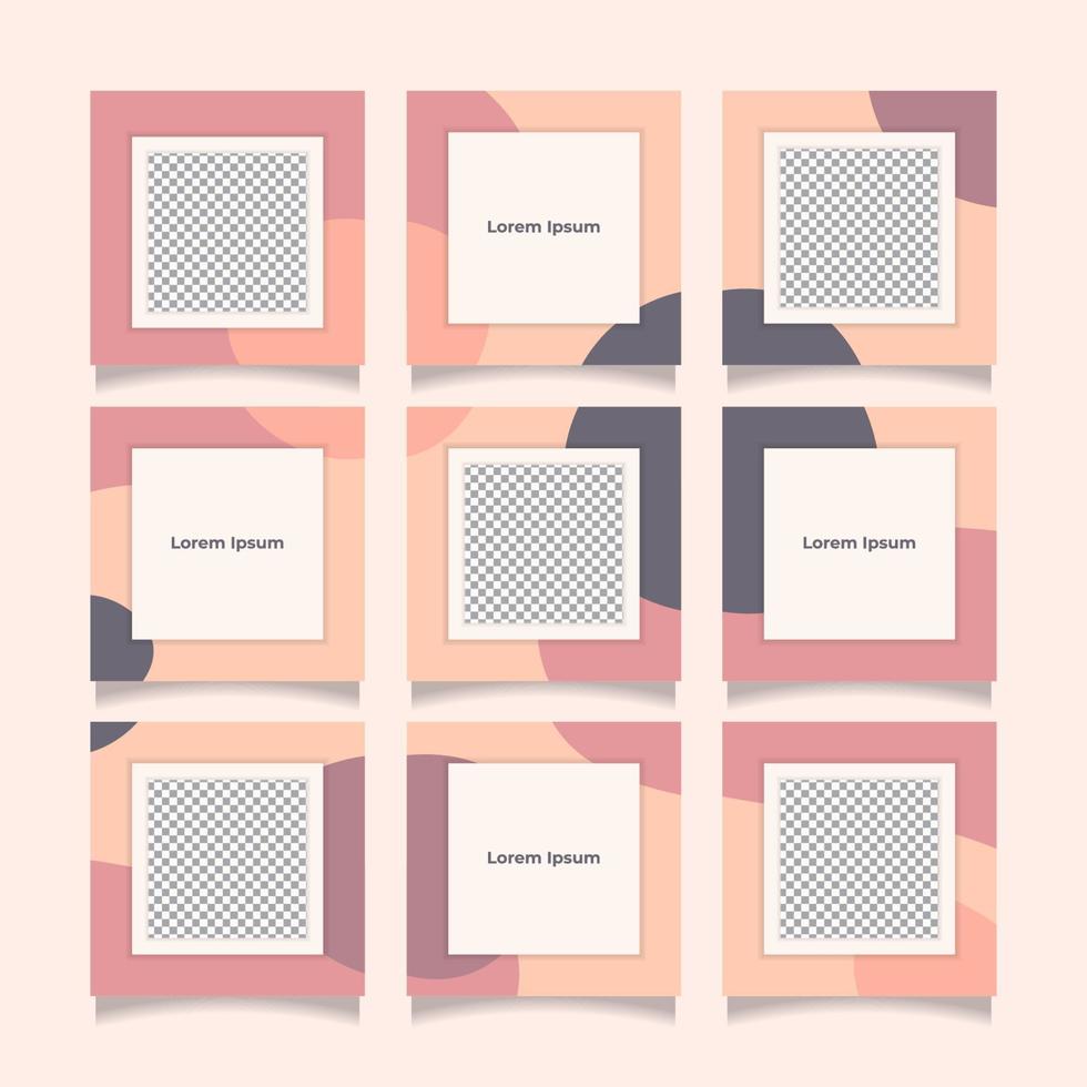 Creative, unique, full color and trendy modern social media puzzle feed with 9 templates vector