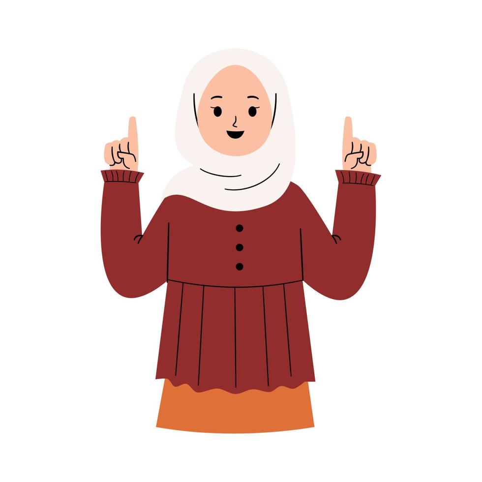 Muslim woman with pointing finger vector