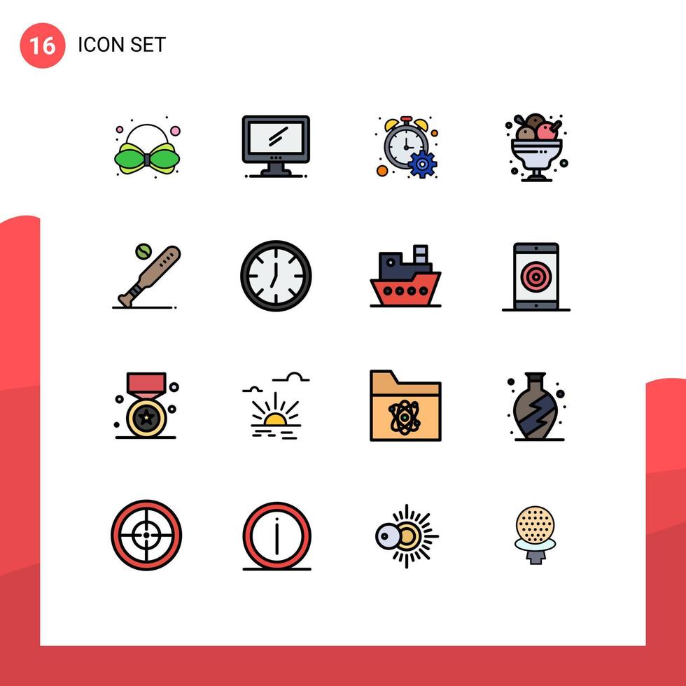 paquete de iconos de vector de stock de 16 signos y símbolos de línea para elementos de diseño de vector creativo editable de café de comida de contador de helado de bola