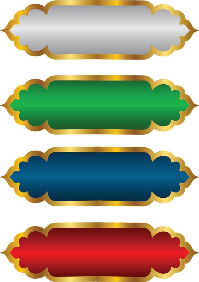 conjunto de marco de título de banner islámico árabe dorado de lujo png fondo transparente cuadro de texto dorado imágenes de diseño vectorial vector