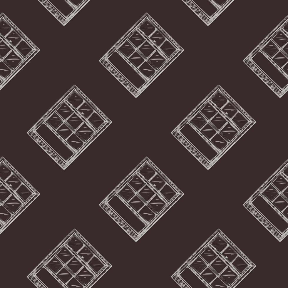 Opened window engraved seamless pattern. Vintage element inside wall in hand drawn style. Sketch texture for fabric, wallpaper, textile, print, title, wrapping paper. Vector illustration.