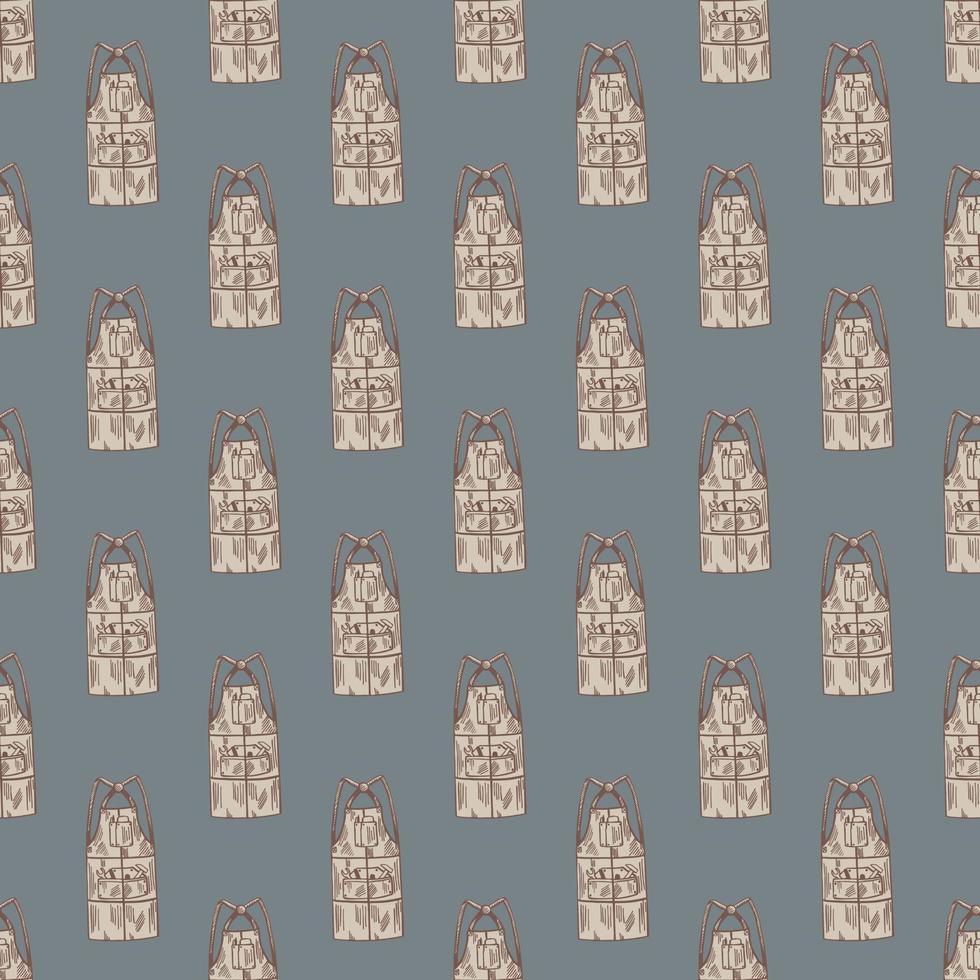 Aprons engraved seamless pattern. Vintage background for kitchen in hand drawn style. Vector repeated texture for print, fabric, wrapping, wallpaper, tissue.