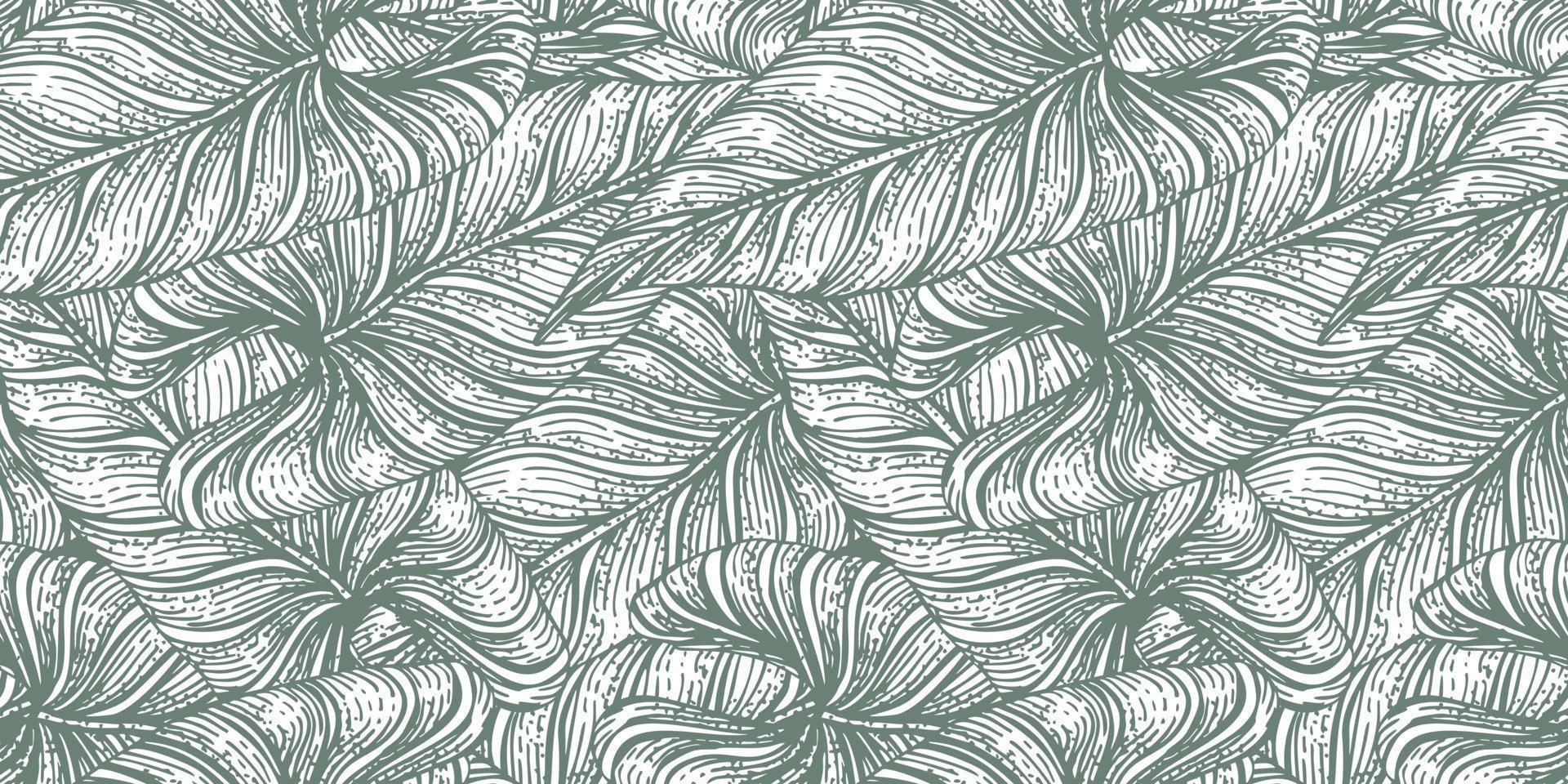 patrón sin costuras de hoja de araceae tropical. fondo de hojas de selva. textura de diseño dibujada a mano repetida para impresión, tela, papel envolvente, moda, interior, papel pintado, tejido. ilustración vectorial vector