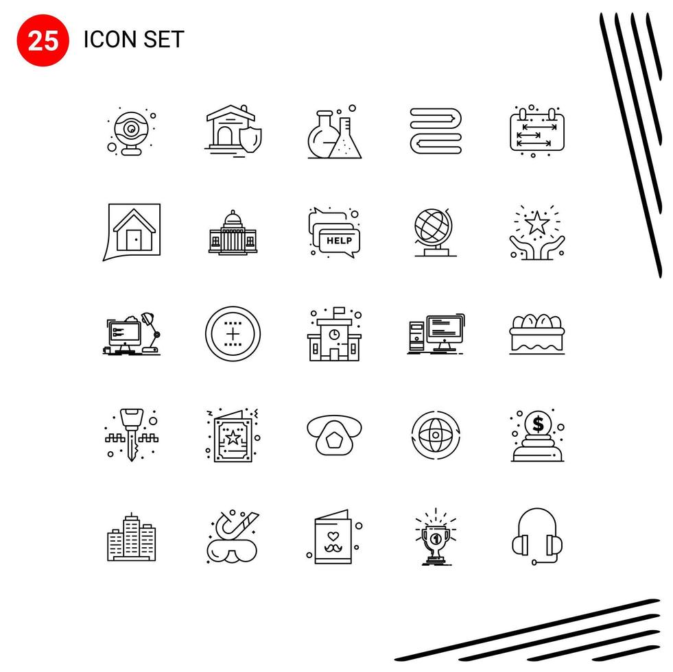 Group of 25 Lines Signs and Symbols for schedule calendar flask business cleaning Editable Vector Design Elements