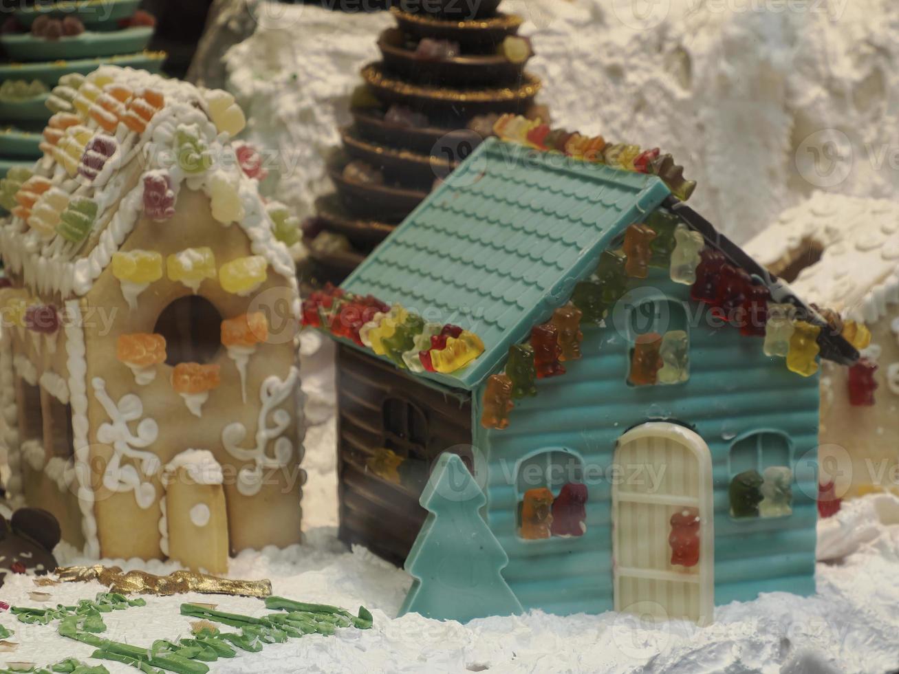 Christmas Gingerbread and chocolate House decorated with candy canes